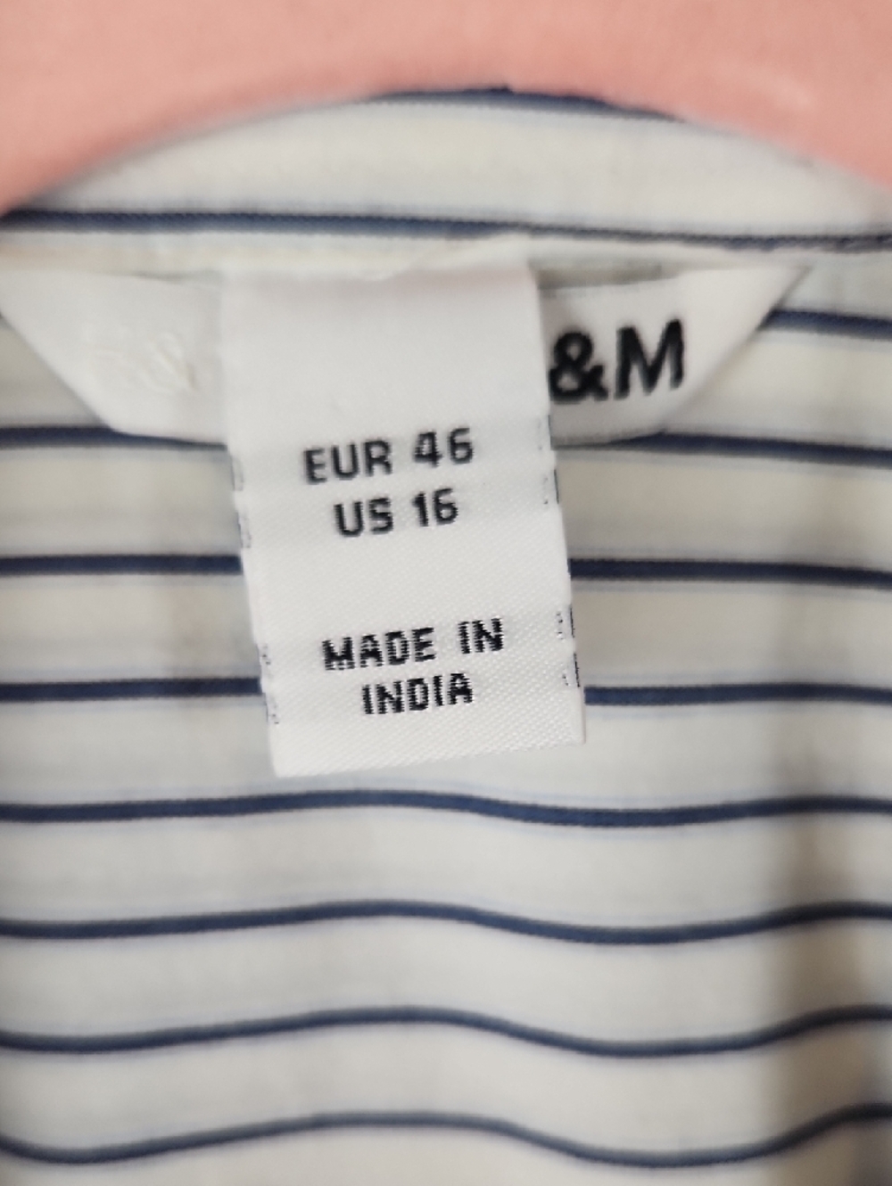 H&M White Shirt with Navy Stripes Large - Picture 11 of 11